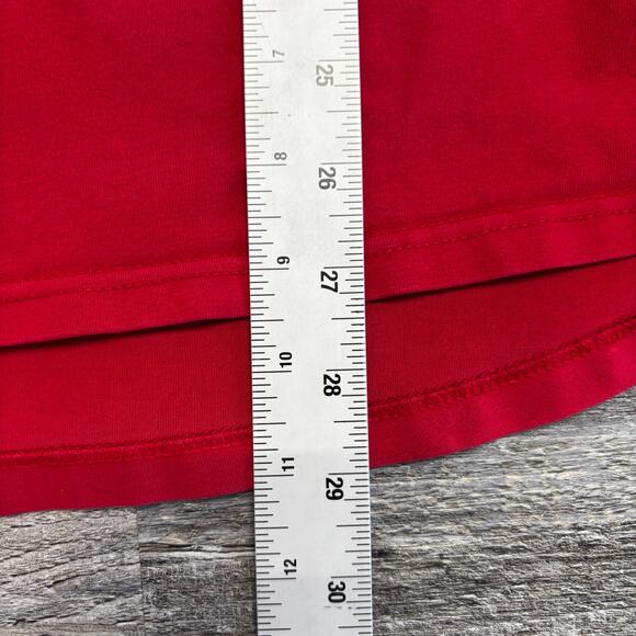 Vintage Y2k 2000s Nike Red Mens L Mock Neck Silver Swoosh Blank T-shirt Heavy - Picture 7 of 11